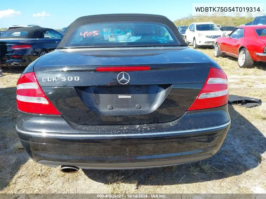 2004 Mercedes-Benz Clk 500 VIN: WDBTK75G54T019314 Lot: 40526327