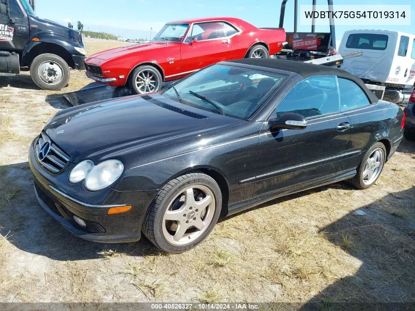 2004 Mercedes-Benz Clk 500 VIN: WDBTK75G54T019314 Lot: 40526327