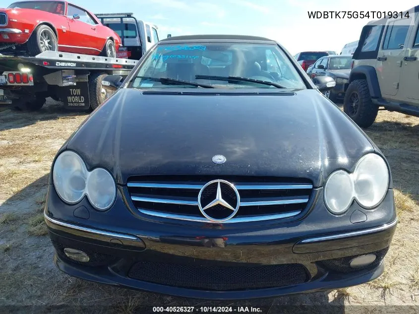 2004 Mercedes-Benz Clk 500 VIN: WDBTK75G54T019314 Lot: 40526327