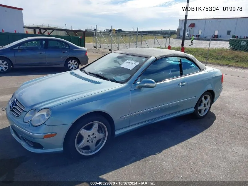 2004 Mercedes-Benz Clk 500 VIN: WDBTK75G04T019978 Lot: 40529879