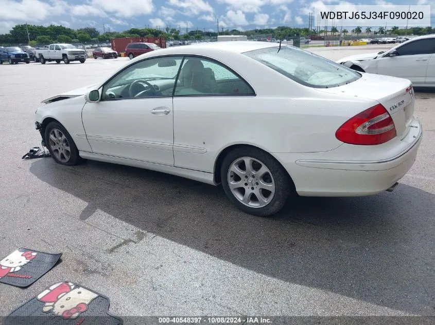 2004 Mercedes-Benz Clk 320 320C VIN: WDBTJ65J34F090020 Lot: 40548397