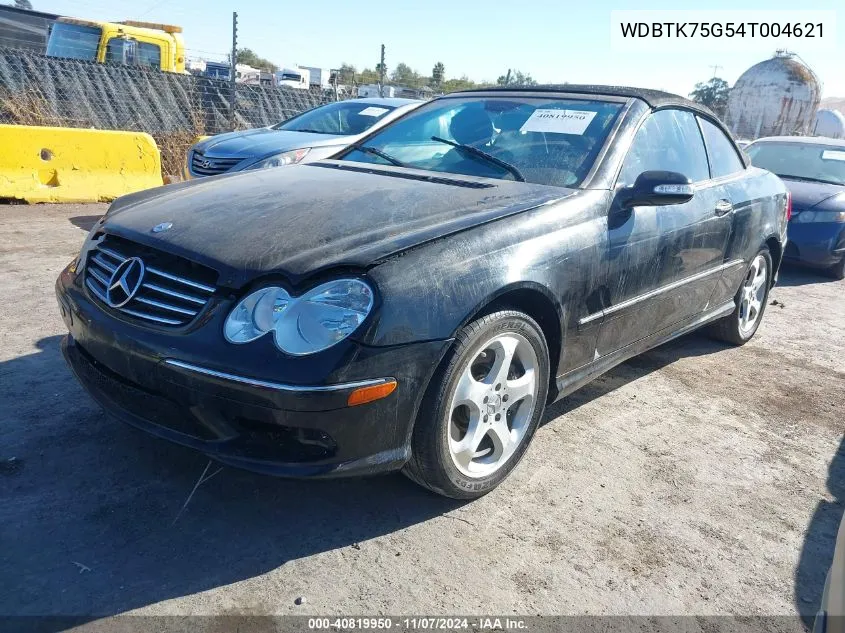 2004 Mercedes-Benz Clk 500 VIN: WDBTK75G54T004621 Lot: 40819950