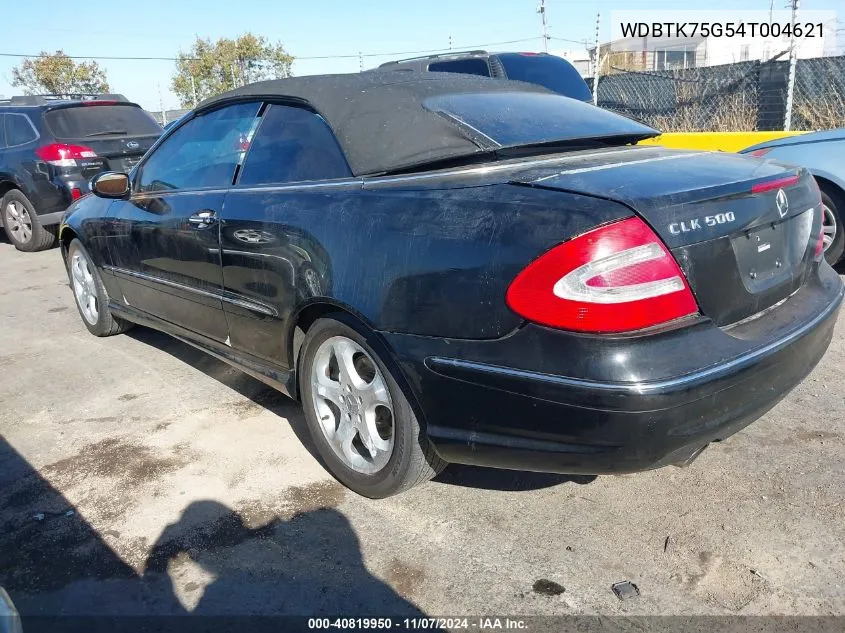 2004 Mercedes-Benz Clk 500 VIN: WDBTK75G54T004621 Lot: 40819950