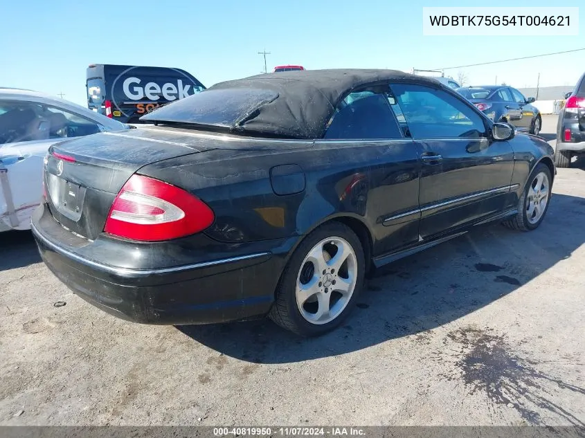 2004 Mercedes-Benz Clk 500 VIN: WDBTK75G54T004621 Lot: 40819950