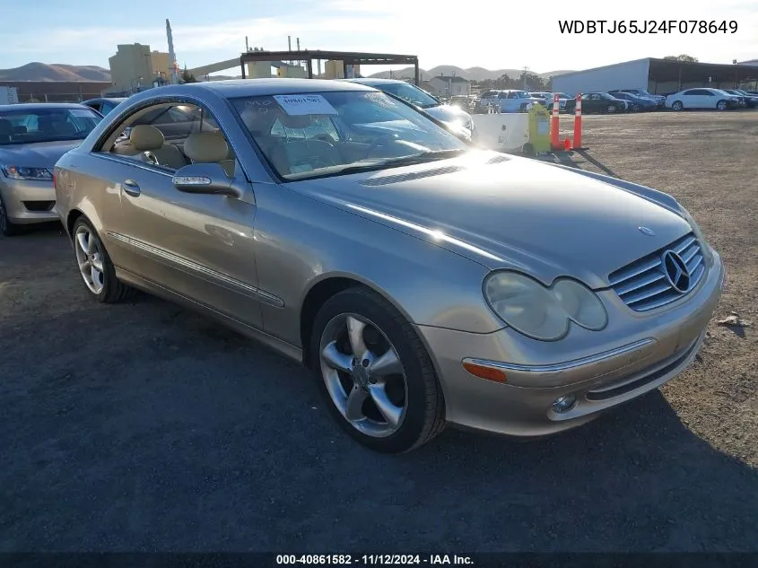 2004 Mercedes-Benz Clk 320 VIN: WDBTJ65J24F078649 Lot: 40861582