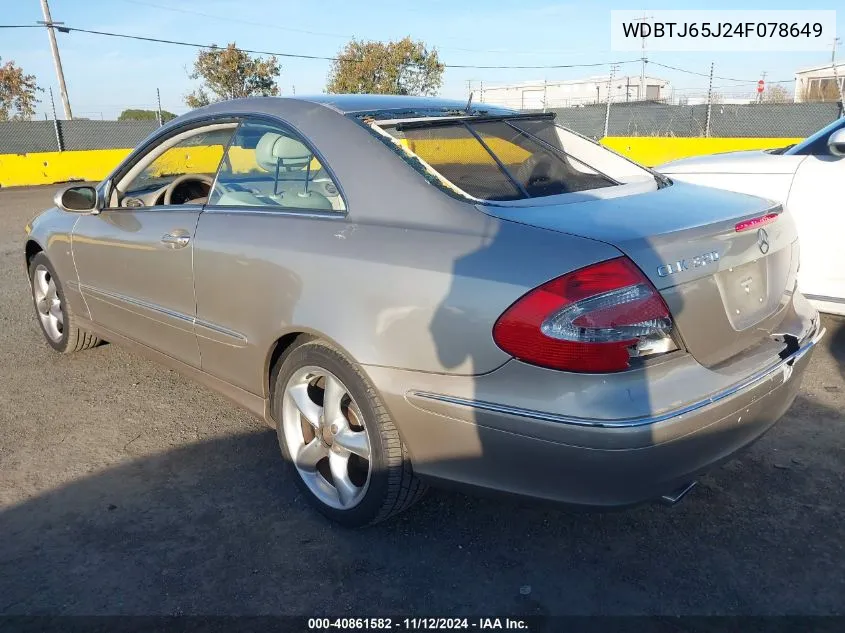 2004 Mercedes-Benz Clk 320 VIN: WDBTJ65J24F078649 Lot: 40861582