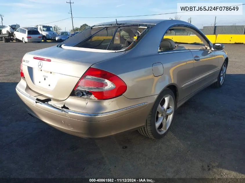 2004 Mercedes-Benz Clk 320 VIN: WDBTJ65J24F078649 Lot: 40861582