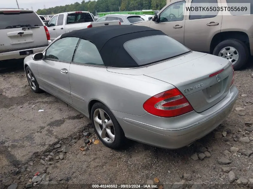 2005 Mercedes-Benz Clk 320 VIN: WDBTK65G35T055689 Lot: 40240552