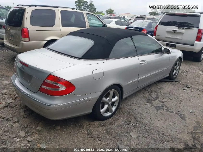 2005 Mercedes-Benz Clk 320 VIN: WDBTK65G35T055689 Lot: 40240552