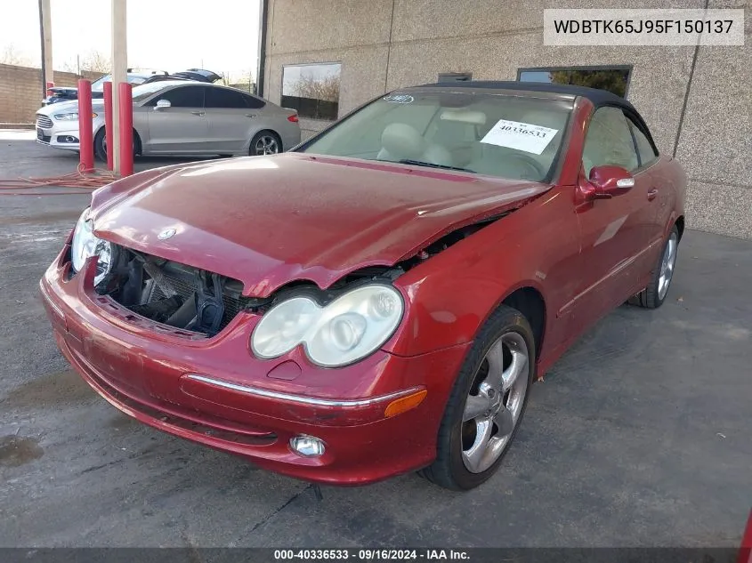 2005 Mercedes-Benz Clk 320 VIN: WDBTK65J95F150137 Lot: 40336533