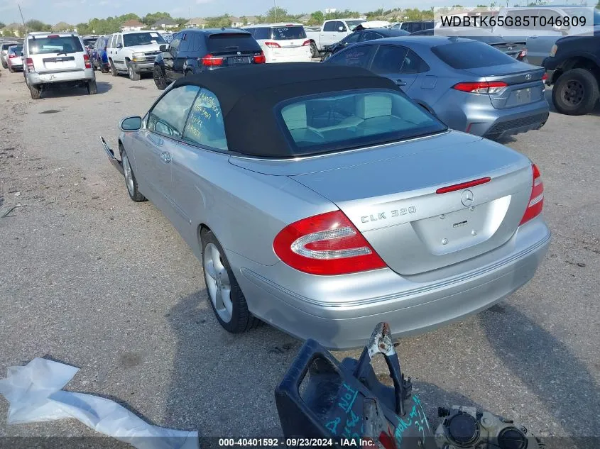 2005 Mercedes-Benz Clk 320 320 VIN: WDBTK65G85T046809 Lot: 40401592