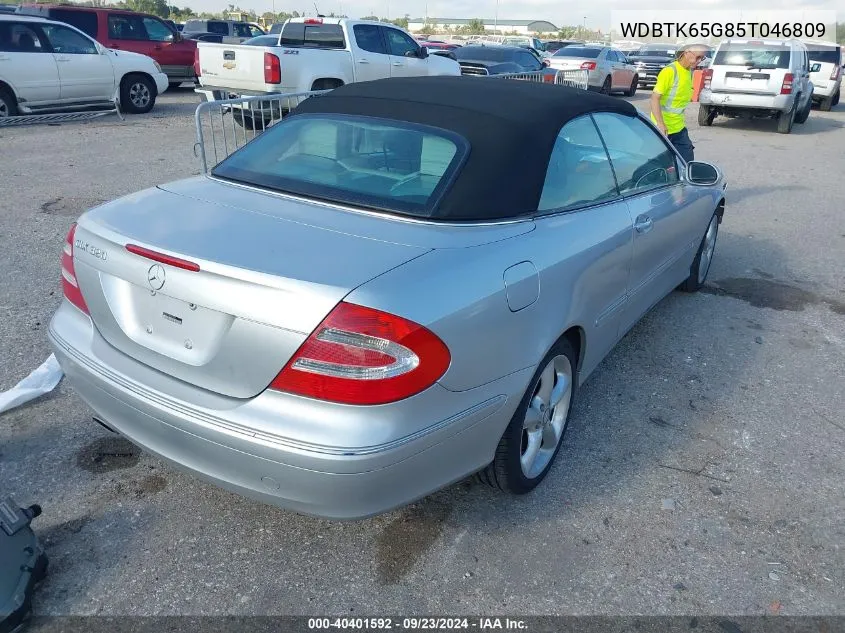 2005 Mercedes-Benz Clk 320 320 VIN: WDBTK65G85T046809 Lot: 40401592