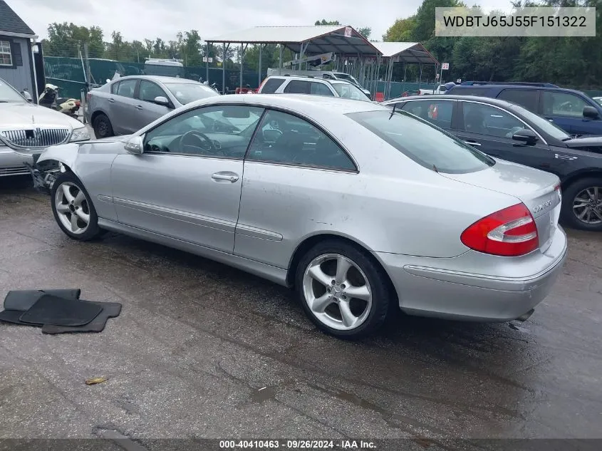 2005 Mercedes-Benz Clk 320 VIN: WDBTJ65J55F151322 Lot: 40410463