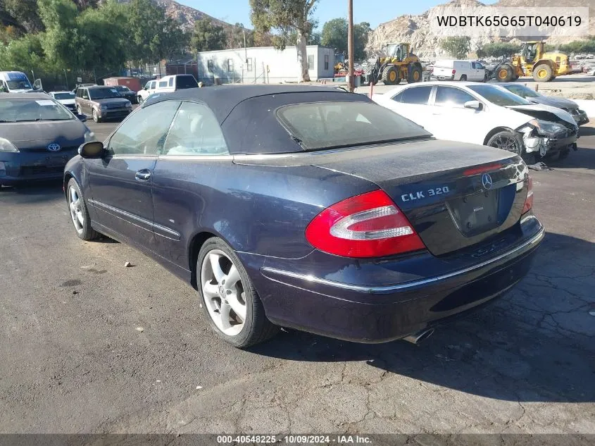 2005 Mercedes-Benz Clk 320 VIN: WDBTK65G65T040619 Lot: 40548225