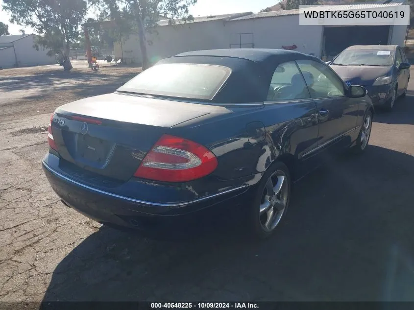 2005 Mercedes-Benz Clk 320 VIN: WDBTK65G65T040619 Lot: 40548225