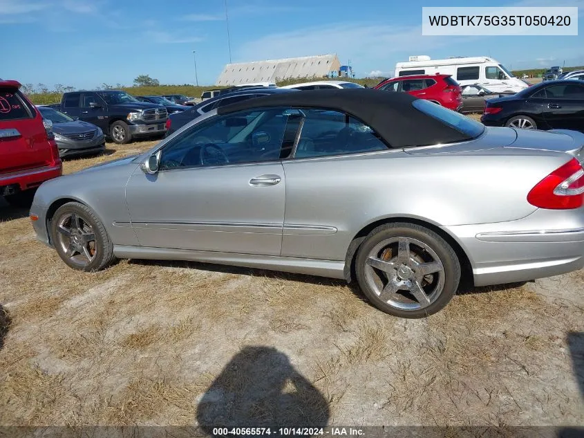 2005 Mercedes-Benz Clk 500 VIN: WDBTK75G35T050420 Lot: 40565574