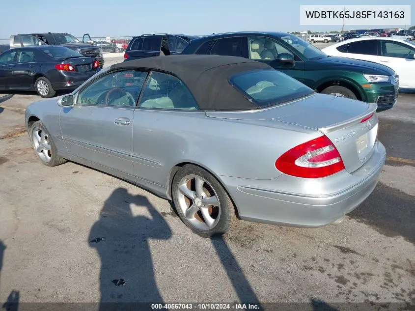 2005 Mercedes-Benz Clk 320 VIN: WDBTK65J85F143163 Lot: 40567043