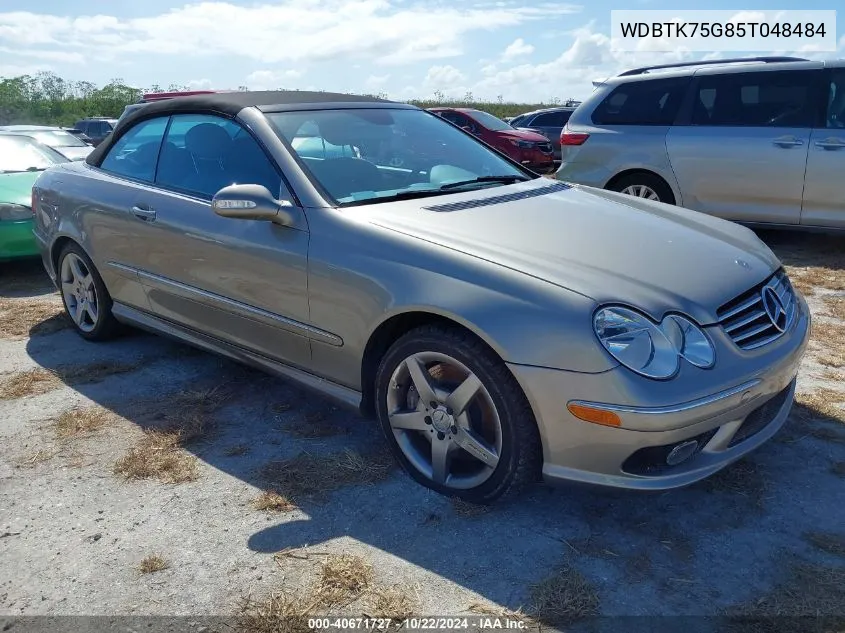 2005 Mercedes-Benz Clk 500 VIN: WDBTK75G85T048484 Lot: 40671727