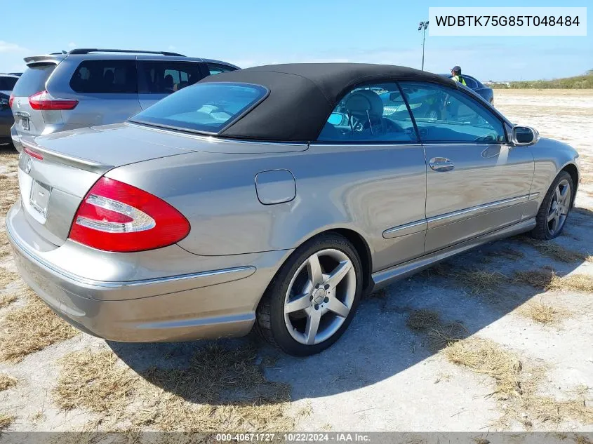 2005 Mercedes-Benz Clk 500 VIN: WDBTK75G85T048484 Lot: 40671727