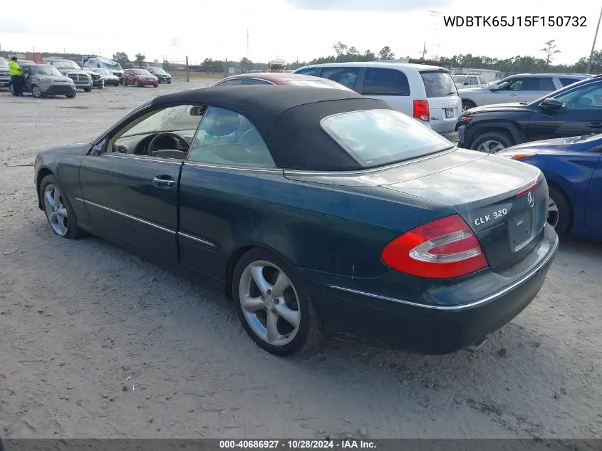 2005 Mercedes-Benz Clk 320 VIN: WDBTK65J15F150732 Lot: 40686927