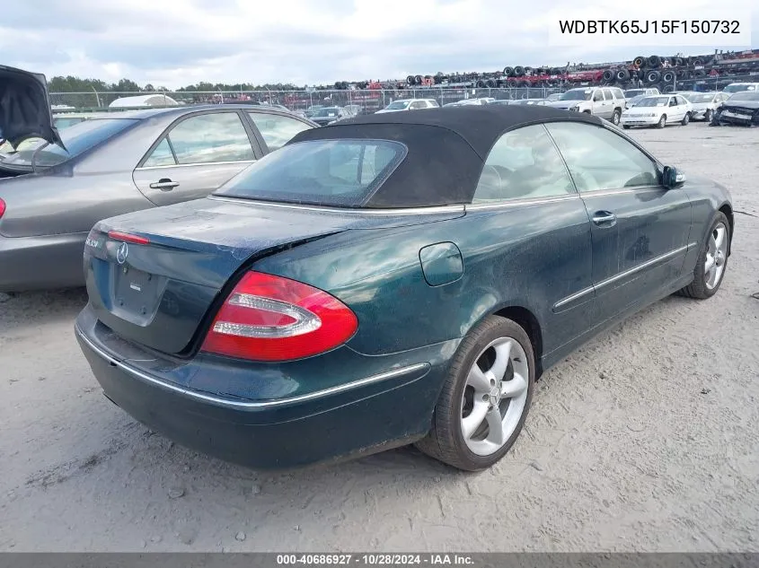 2005 Mercedes-Benz Clk 320 VIN: WDBTK65J15F150732 Lot: 40686927