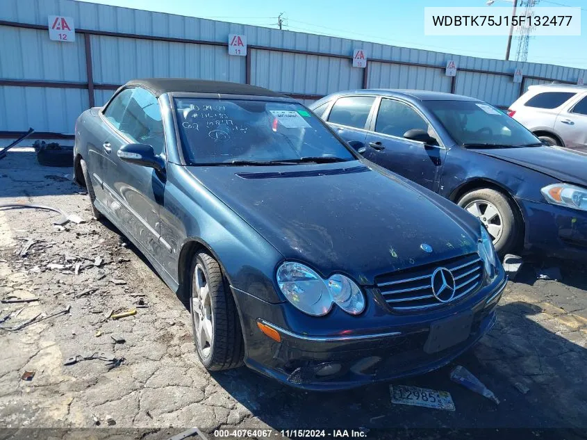 2005 Mercedes-Benz Clk 500 VIN: WDBTK75J15F132477 Lot: 40764067