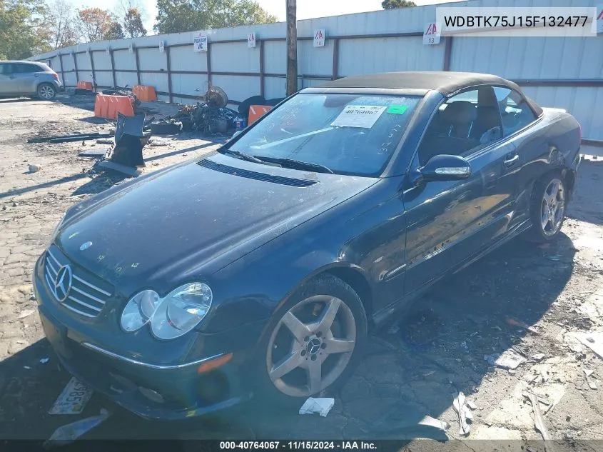 2005 Mercedes-Benz Clk 500 VIN: WDBTK75J15F132477 Lot: 40764067