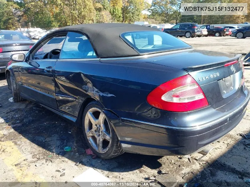 2005 Mercedes-Benz Clk 500 VIN: WDBTK75J15F132477 Lot: 40764067