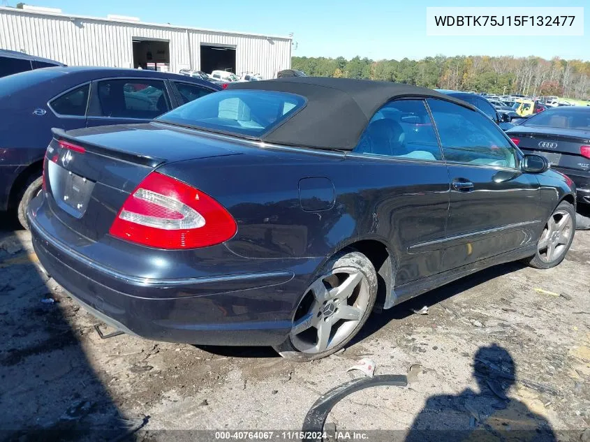 2005 Mercedes-Benz Clk 500 VIN: WDBTK75J15F132477 Lot: 40764067