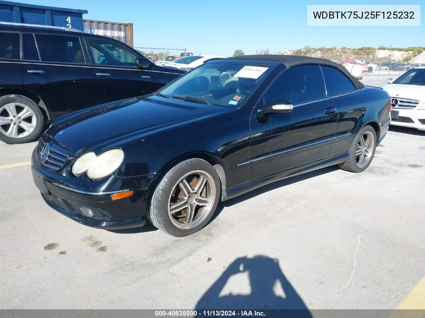 2005 Mercedes-Benz Clk 500 VIN: WDBTK75J25F125232 Lot: 40835500