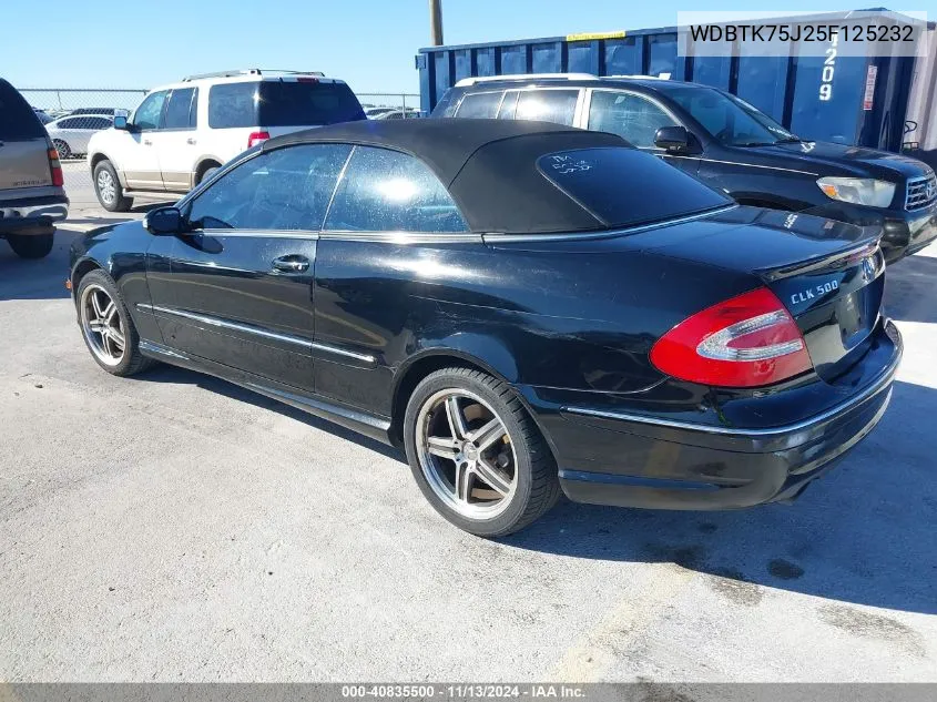 2005 Mercedes-Benz Clk 500 VIN: WDBTK75J25F125232 Lot: 40835500