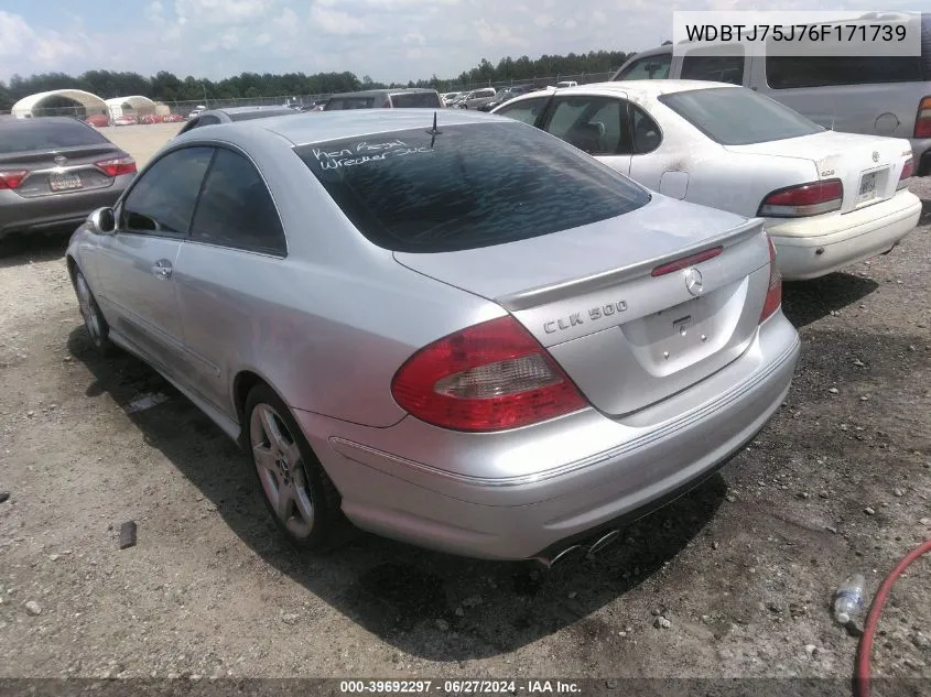 2006 Mercedes-Benz Clk 500 VIN: WDBTJ75J76F171739 Lot: 39692297