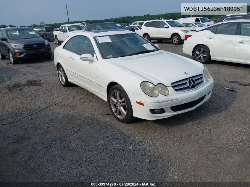 2006 Mercedes-Benz Clk 350 350 VIN: WDBTJ56J36F189951 Lot: 39974270