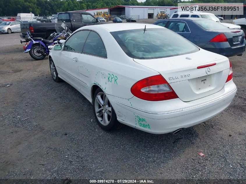 2006 Mercedes-Benz Clk 350 350 VIN: WDBTJ56J36F189951 Lot: 39974270