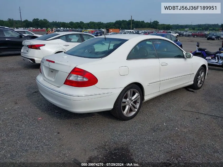 2006 Mercedes-Benz Clk 350 350 VIN: WDBTJ56J36F189951 Lot: 39974270