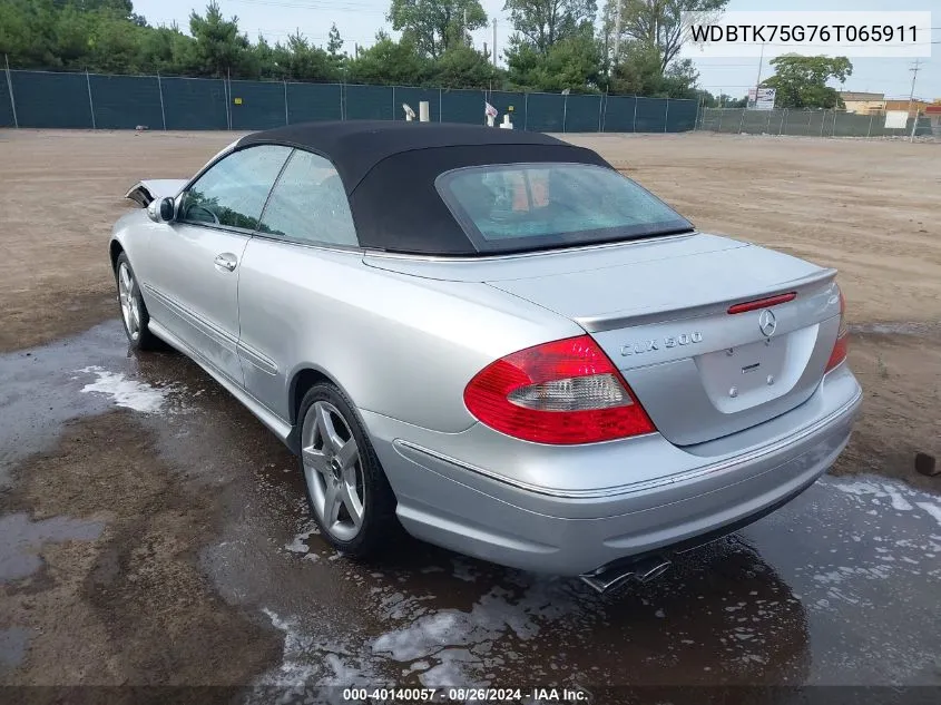 2006 Mercedes-Benz Clk 500 VIN: WDBTK75G76T065911 Lot: 40140057