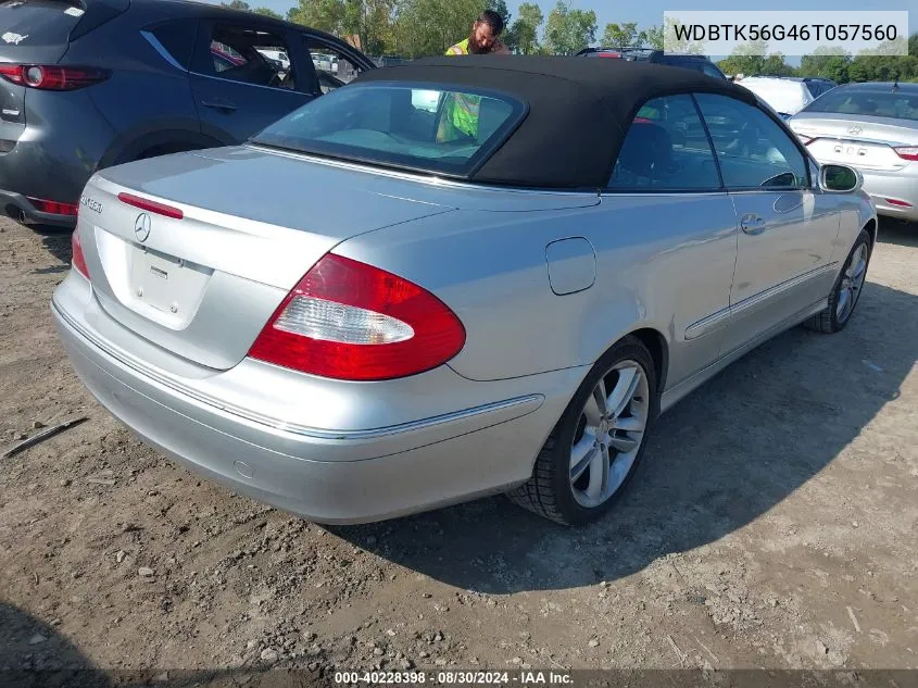 2006 Mercedes-Benz Clk 350 VIN: WDBTK56G46T057560 Lot: 40228398