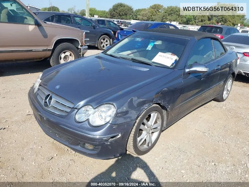 2006 Mercedes-Benz Clk 350 VIN: WDBTK56G56T064310 Lot: 40352070