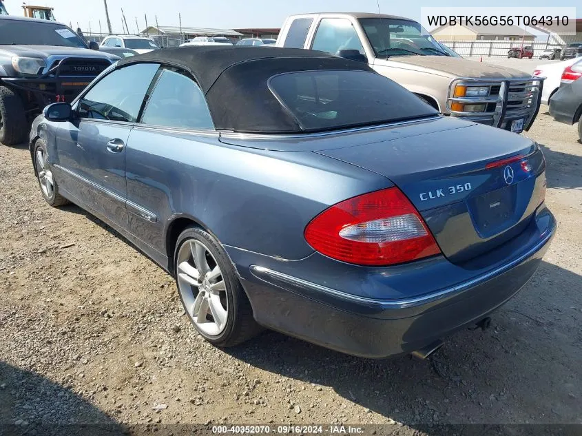 2006 Mercedes-Benz Clk 350 VIN: WDBTK56G56T064310 Lot: 40352070