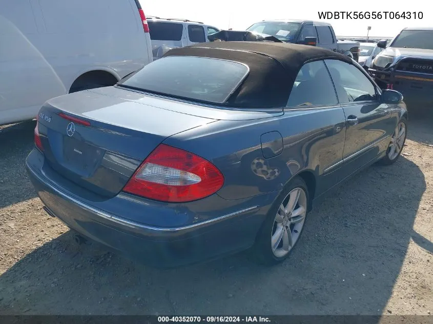 2006 Mercedes-Benz Clk 350 VIN: WDBTK56G56T064310 Lot: 40352070