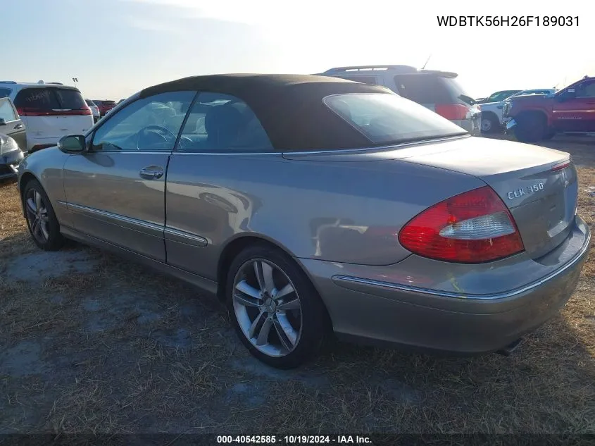 2006 Mercedes-Benz Clk 350 VIN: WDBTK56H26F189031 Lot: 40542585