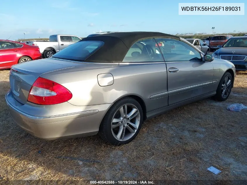 2006 Mercedes-Benz Clk 350 VIN: WDBTK56H26F189031 Lot: 40542585