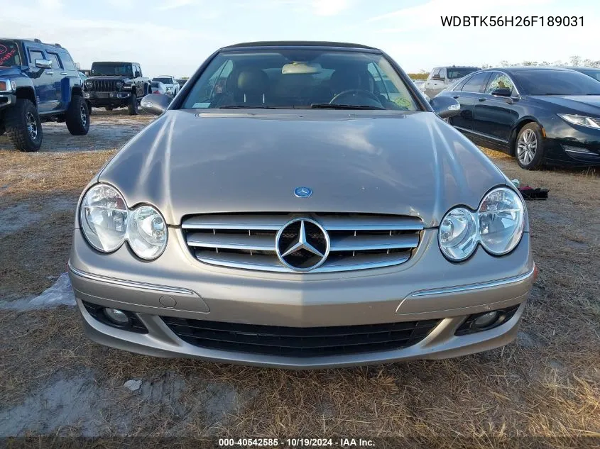 2006 Mercedes-Benz Clk 350 VIN: WDBTK56H26F189031 Lot: 40542585