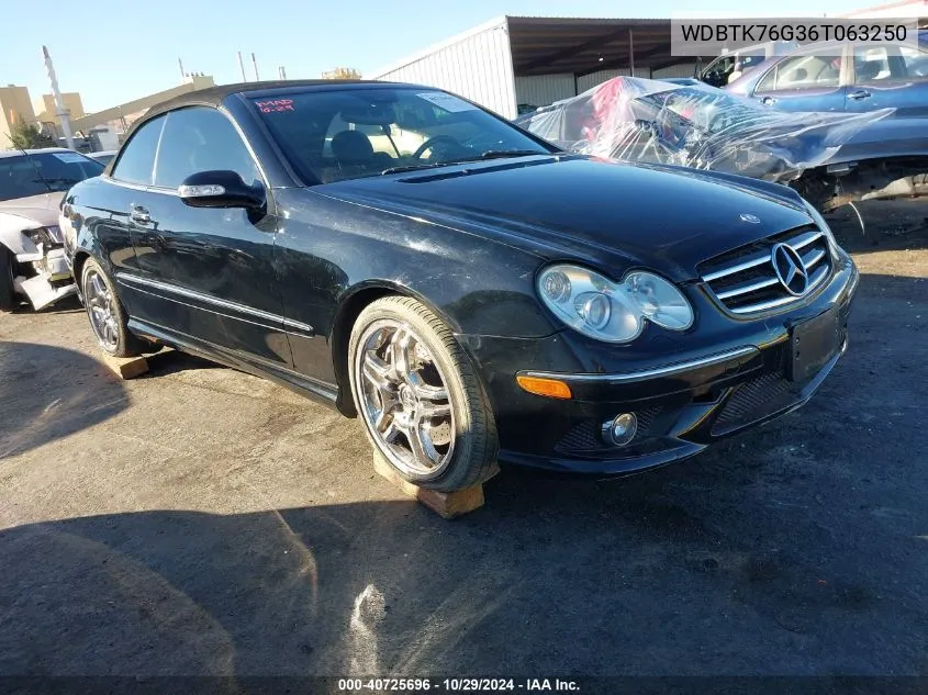 2006 Mercedes-Benz Clk 55 Amg VIN: WDBTK76G36T063250 Lot: 40725696