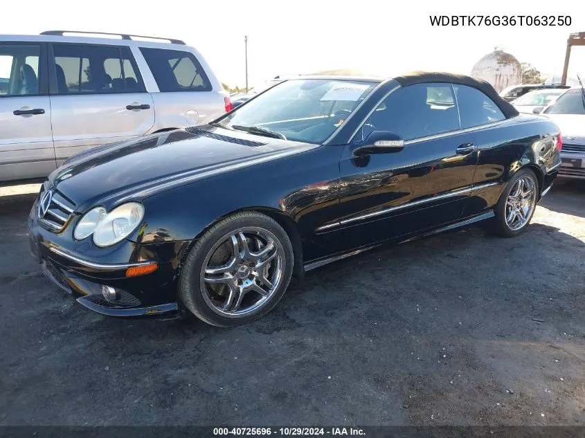 2006 Mercedes-Benz Clk 55 Amg VIN: WDBTK76G36T063250 Lot: 40725696