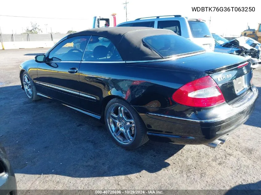 2006 Mercedes-Benz Clk 55 Amg VIN: WDBTK76G36T063250 Lot: 40725696