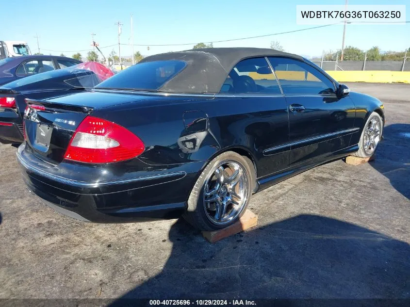 2006 Mercedes-Benz Clk 55 Amg VIN: WDBTK76G36T063250 Lot: 40725696