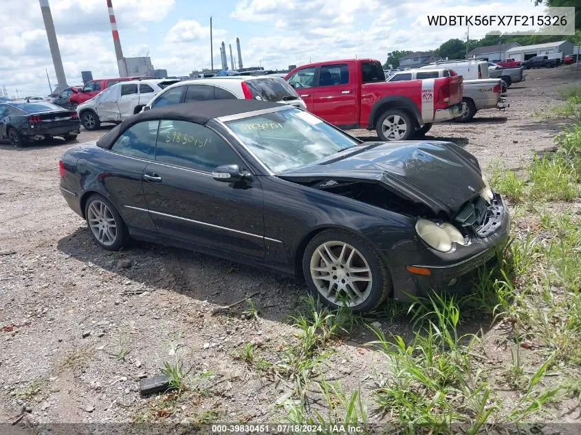 2007 Mercedes-Benz Clk 350 VIN: WDBTK56FX7F215326 Lot: 39830451