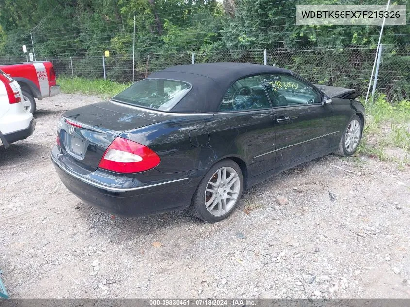 2007 Mercedes-Benz Clk 350 VIN: WDBTK56FX7F215326 Lot: 39830451