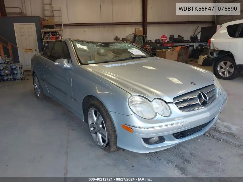 2007 Mercedes-Benz Clk 350 VIN: WDBTK56F47T075890 Lot: 40212721